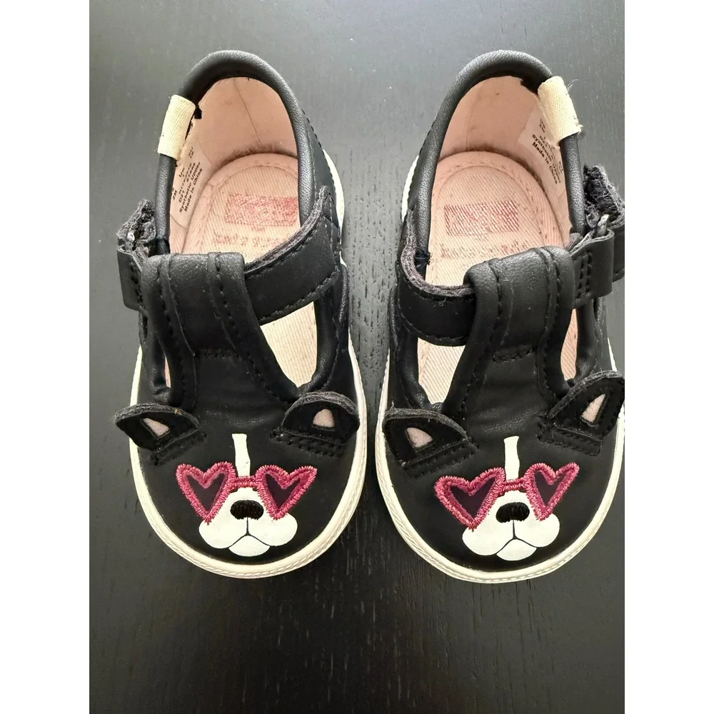 Keds x Kate Spade French Bulldog Sneaker Baby T-Strap Crib Shoe Size 2M Black